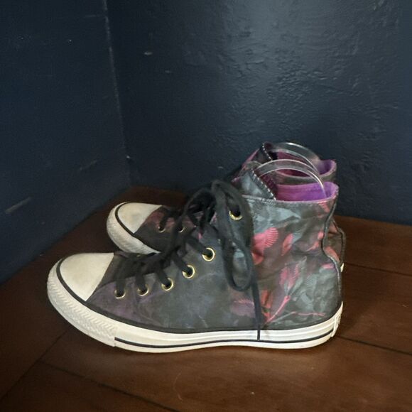 Converse Chuck Taylor All Star Pro High Top Pink Flowers W/Green SZ 8 Wms -6 Men - Picture 5 of 13